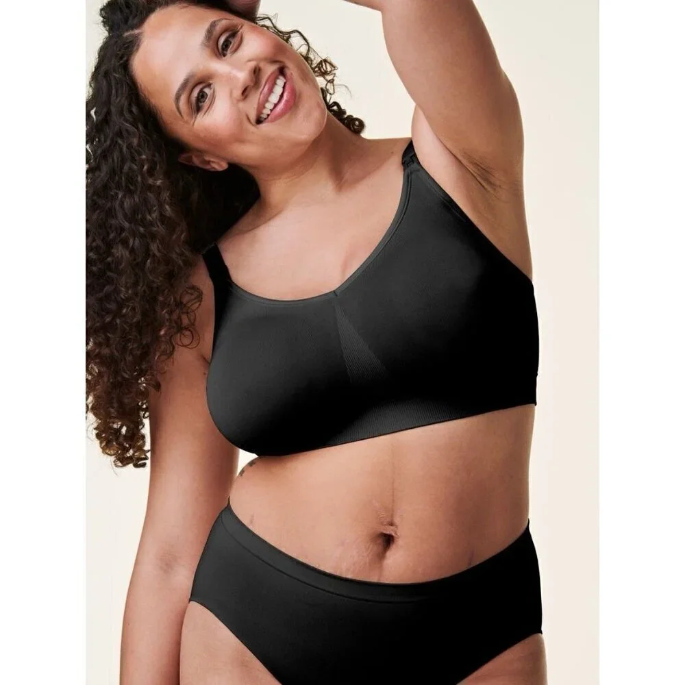 Bravado Womens Body Silk Seamless Nursing Bra Sz XL Black Wireless Seamless
